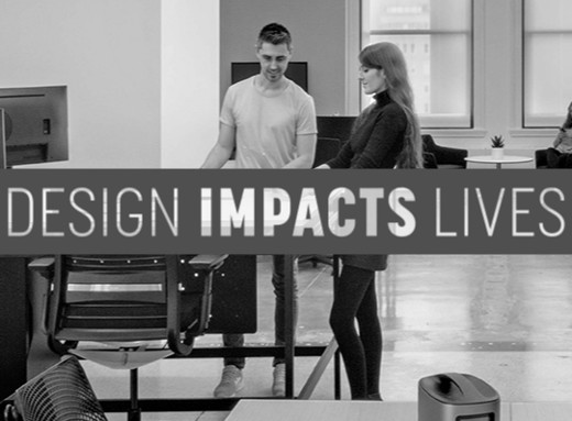 Black and white logo that reads “Design Impacts Lives”